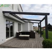 Aluminum Retractable Roof Cover Waterproof Folding Pergola With LED Lights